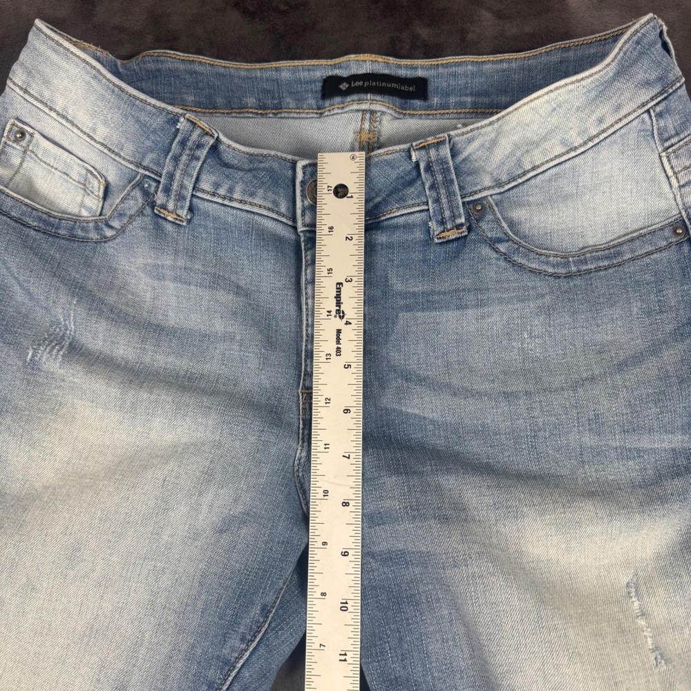 Lee Platinum Label Jeans Womens 12 Medium Light Blue Straight Leg Stretch 4735